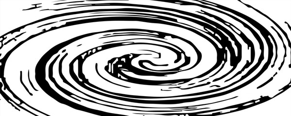 Circle abstract background with lines in spiral. Illusion of dynamic transition. Black lines on a white background and white lines on the black side.