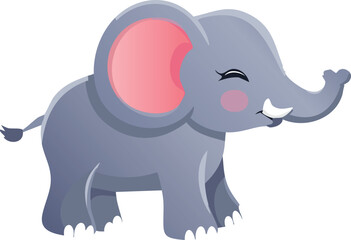 Obraz premium Baby Elephant Blowing Hearts with Its Trunk – Cute Animal Love Illustration