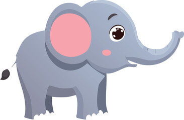 Obraz premium Baby Elephant Blowing Hearts with Its Trunk – Cute Animal Love Illustration