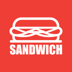 Very Simple Sub Sandwich Logo Design with Single Bold Outline.eps