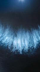 An abstract winter landscape with glowing lights and a dreamy atmosphere.