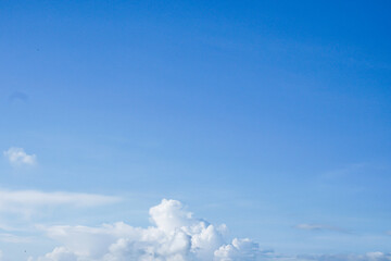 Aerial white clouds on blue sky. Blue sky backgrond nature. beautiful aerial cloudscape view from above, sunny heaven landscape, bright cloudy sky view from buttom with copy space