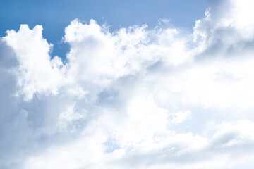 Aerial white clouds on blue sky. Blue sky backgrond nature. beautiful aerial cloudscape view from above, sunny heaven landscape, bright cloudy sky view from buttom with copy space