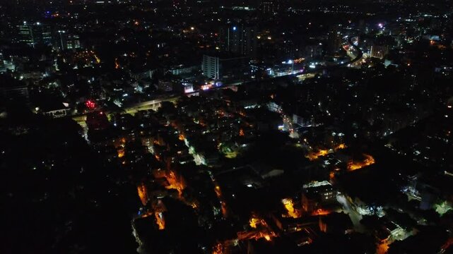Aerial shot of beautiful fireworks in Bengaluru city after the Royal Challenger Bangalore (RCB) cricket team won the Indian Premier League (IPL) trophy 2025


