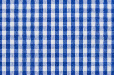 Blue plaid cotton fabric texture as background