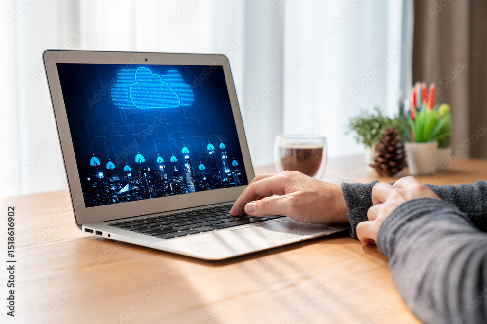Poster cloud computing software for modish remote work and personal data storage