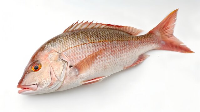Mutton Snapper Fish Isolated on White Background Realistic Stock Image
