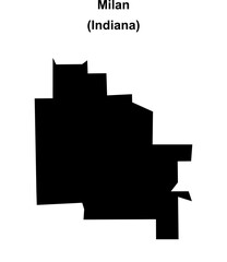 Fototapeta premium Milan (Indiana) blank outline map