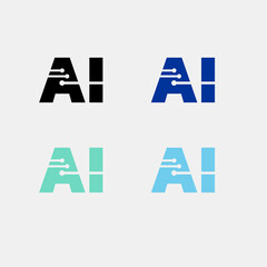 AI vector logo with connectin...