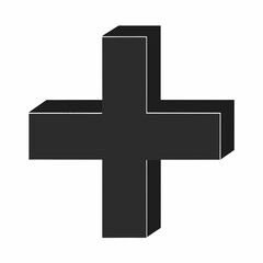 Obraz premium Three Dimensional Black Plus Sign Icon Graphic Design Element