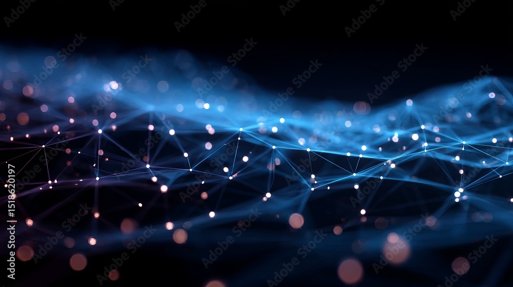 Poster abstract digital network connection blue glow elegant modern technology background futuristic data v