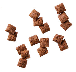 chocolate pillows isolated on white background top view.