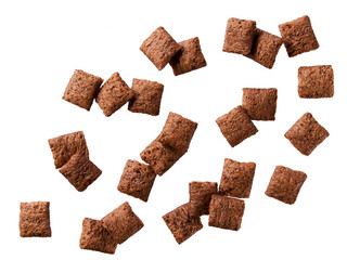 chocolate pillows isolated on white background top view.