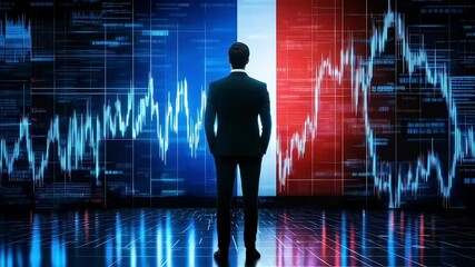 france economy concept, a businessman with flag and stock chart, european market analysis
- Powered by Adobe