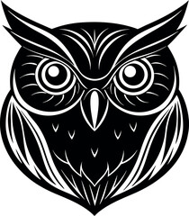 Owl Head in Glossy Dreamy Vector on White Background Shallotte