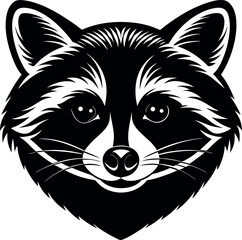 Raccoon Face in Chrome Vector Finish on White Background Shallotte