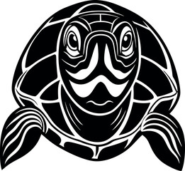 Turtle Face in Green Glossy Vector on White Background Shallotte