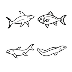 line art of  sea fish bundle design (1)