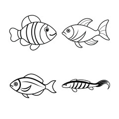 line art of  sea fish bundle design (1)