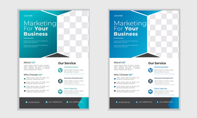 Modern A4 corporate business flyer template design set for marketing business proposal promotion publication cover page new digital marketing flyer.