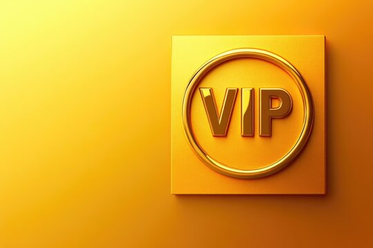 Gold VIP Icon on Elegant Yellow Background