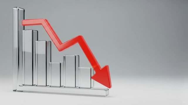 Red downward arrow indicating decline or decrease trend
