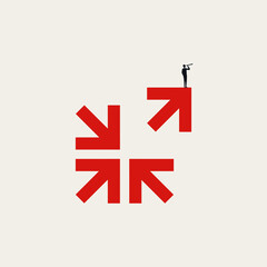 Business leader, stand out of the crowd vector concept. Symbol of unique strategy, plan, visionary. Minimal design eps10 illustration © jozefmicic