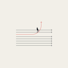 Business unique vision vector concept. Symbol of going own way, growth, success, ambition. Minimal design eps10 illustration.
