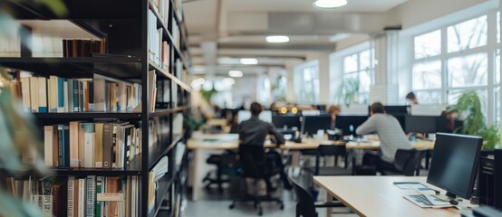 The Learning Environment: Books and Background Activity.
Focus on Knowledge: Bookshelf in a Modern Study Space
