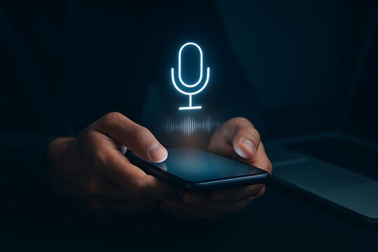Voice recognition technology on smartphone screen