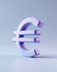 Fototapeta premium Vibrant photo of 3d euro symbol icon minimal finance design pastel purple-blue.