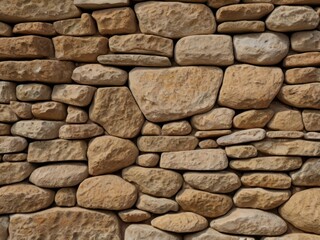 Close-up view of a tan stone wall