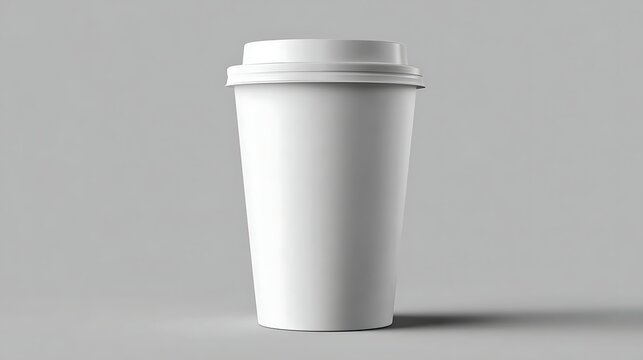 Vibrant photo of 8 oz. white coffee paper cup mock-up with lid.