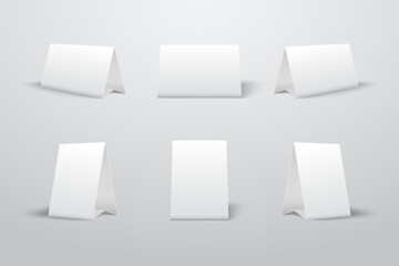 Blank white Table Tent Mockup Set – Realistic Folded Card Template for Branding and Menu Design © Nafisa