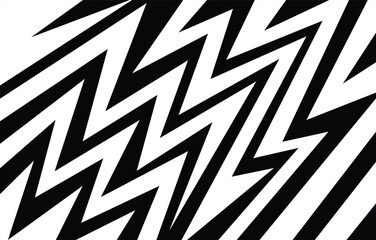 Abstract black and white background with various sharp, zigzag and lightning pattern