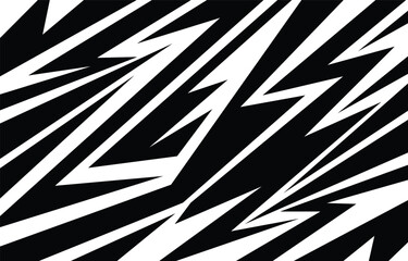 Abstract black and white background with various sharp, zigzag and lightning pattern