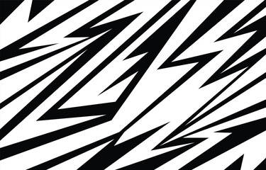 Abstract black and white background with various sharp, zigzag and lightning pattern