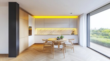 Fototapeta premium Contemporary kitchen interior design with modern aesthetic.