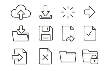 Cloud storage and file management icons on wood background