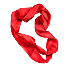 Tied red satin ribbon isolate on white background