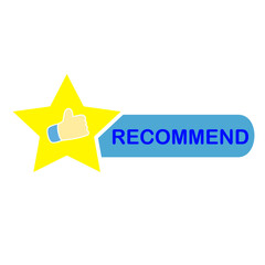 Obraz premium Star icon with thumbs up, with recommend label Simple design, ideal for showing recommendation, approval, high quality, or positive reviews, suitable for e-commerce websites, review apps, marketing
