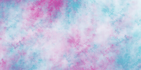Fractal watercolor splatter brush painted digital art painting background. Soft pink and blue abstract background with dreamy cotton candy effect artistic ink design. Pastel cloud watercolor texture.