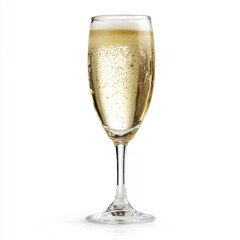 Champagne in a Flute Glass , white background cut out PNG