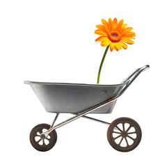 wheelbarrow on a white