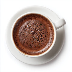 Fototapeta premium Aromatic Hot Chocolate in a White Cup , white background cut out PNG