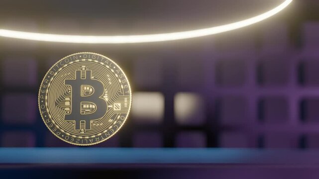 Bitcoin Seamless Spinning 3d Animation Left Align background video