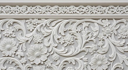 Obraz premium Elegant Floral Plasterwork: Timeless Design for Architecture and Interiors