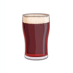 Glass of Dark Beer with Foam, Refreshing Drink in a Clear Glass