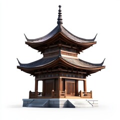 Obraz premium Traditional Wooden Asian Pavilion with Intricate Architectural Details