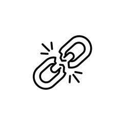 Broken Chain Link Icon Representing Disconnection or Weakness